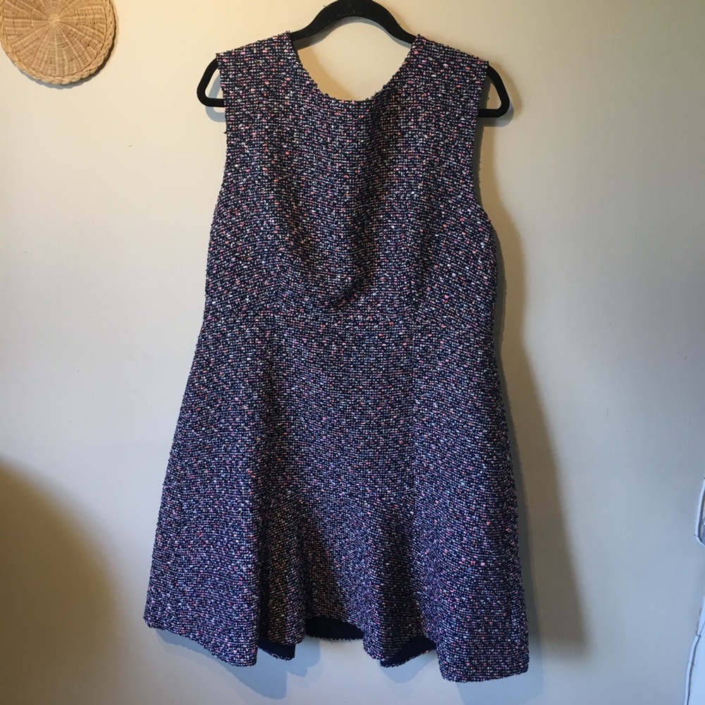 J crew size 16 blue tweed sleeveless dress.